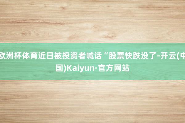 欧洲杯体育近日被投资者喊话“股票快跌没了-开云(中国)Kaiyun·官方网站