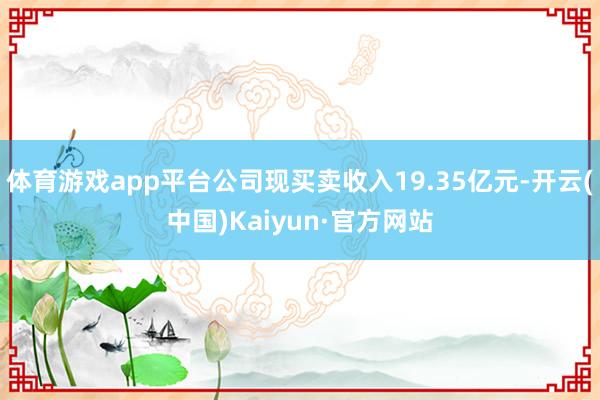 体育游戏app平台公司现买卖收入19.35亿元-开云(中国)Kaiyun·官方网站